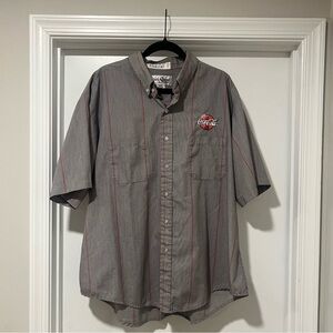Coca Cola Men's Shirt with Red and Gray Stripes